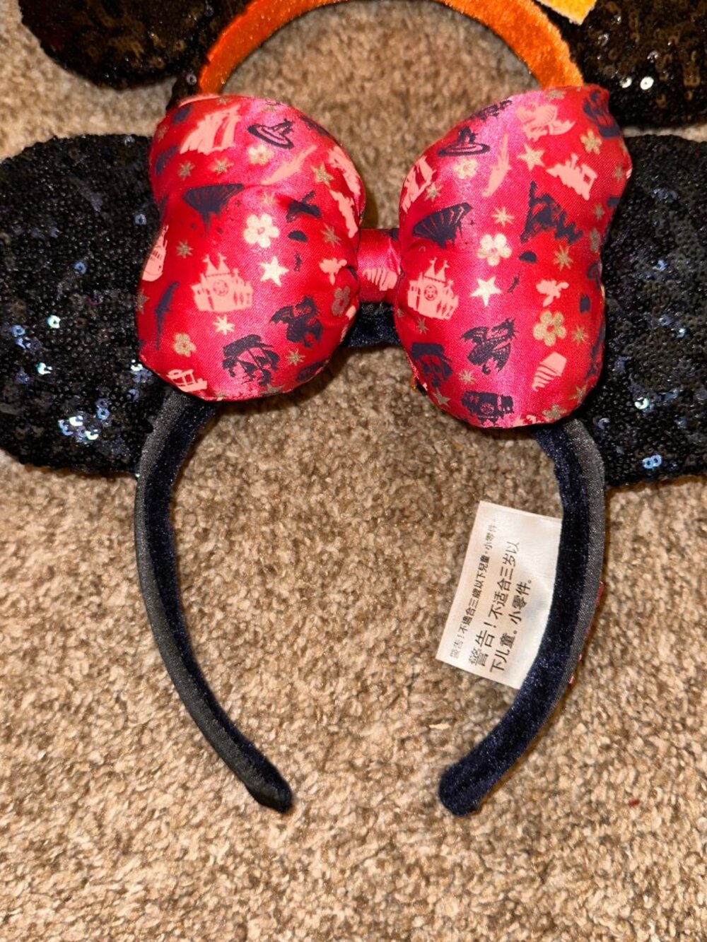 Disney Parks Halloween Candy Corn Minnie Mouse Bow Ears Headband Scrunchies 6pc - Picture 2 of 8